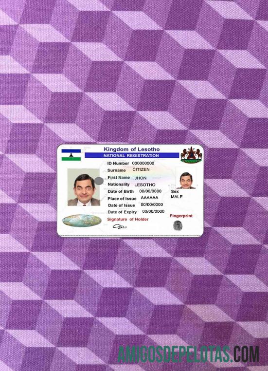 Lesotho National Registration olhar de foto frente modelo